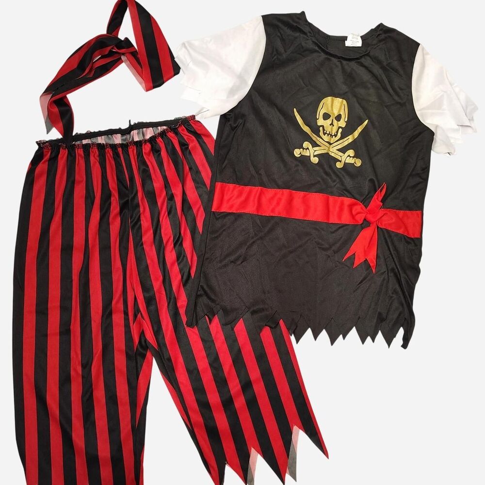 Pirate Costume Set For Boys with Shirt, Pants, & Headband Size M (8/8)
